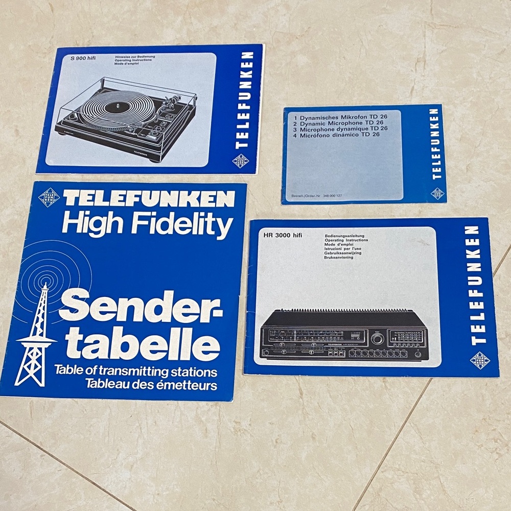 Vtg 70’s Telfunken Hifi Microphone Transmitting Stations Manuals Printed Germany